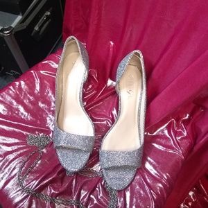 Cute silver glitter heels